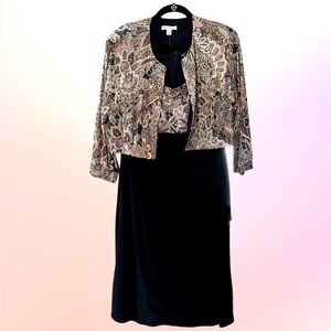 Dressbarn Empire dress with matching bolero jacket Paisley and Black